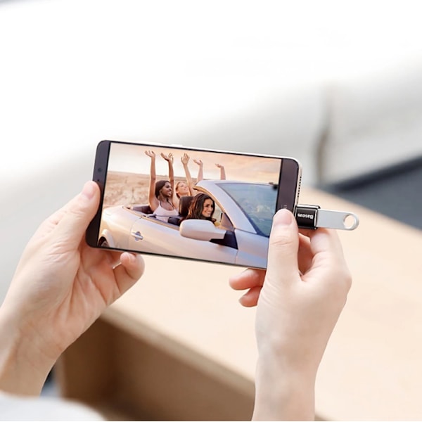 BASEUS ADAPTER MINI ADAPTER FRA MICRO USB TIL USB-C HOLDBAR SORT