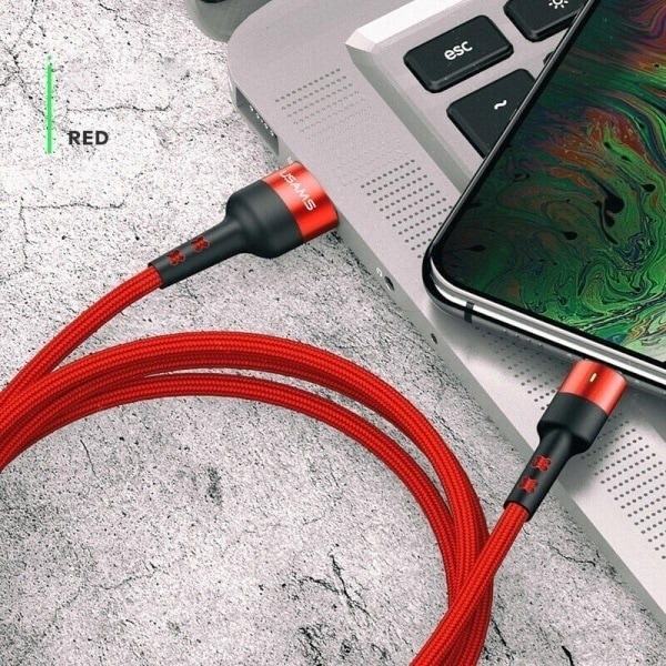 USAMS Flätad kabel U26 microUSB 1m 1 st. för set 2A Snabbladdning röd/röd SJ312MC02 (US-SJ312)