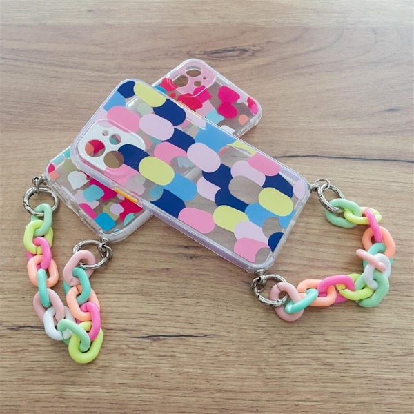 Color Chain Case Gel Fleksibelt etui med kjedesmykker til iPhone 12 Multicolor