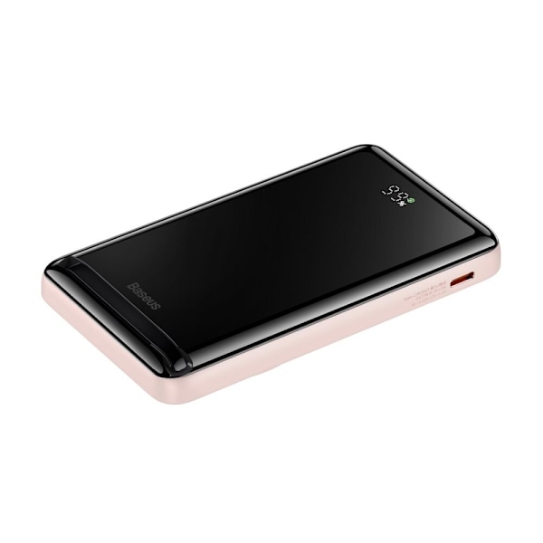 Baseus Magnetic Bracket strømbank med trådløs lading MagSafe 10000mAh 20W Overseas Edition rosa (PPCX000204) + USB Type C -k