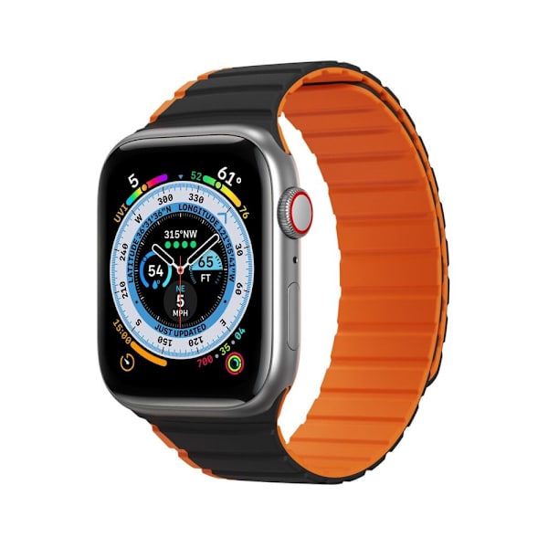 Magnetisk Apple Watch SE 8, 7, 6, 5, 4, 3, 2, 1 (41, 40, 38 mm) Dux Ducis-bånd (LD-versjon) – svart og oransje