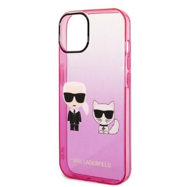 Karl Lagerfeld KLHCP14MTGKCP iPhone 14 Plus 6.7 hardt etui rosa/rosa Gradient Ikonik Karl & Choupette