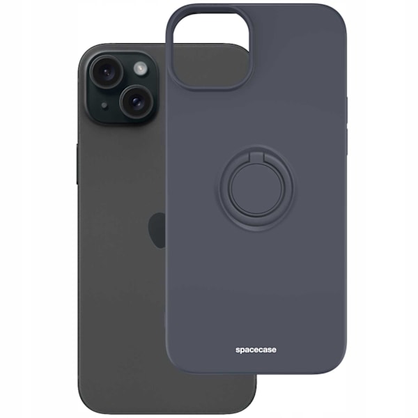 Spacecase Silikonringsfodral För Iphone 15 Plus Svart Väska