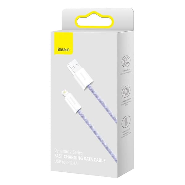 Baseus Dynamic 2-serien kabel USB-A - Lightning 2.4A 480Mb/s 1m lilla
