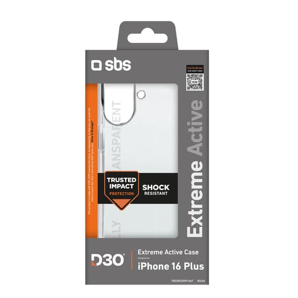 SBS EXTREME ACTIVE D3O ETUI TIL IPHONE 16 PLUS - GENNEMSIGTIG