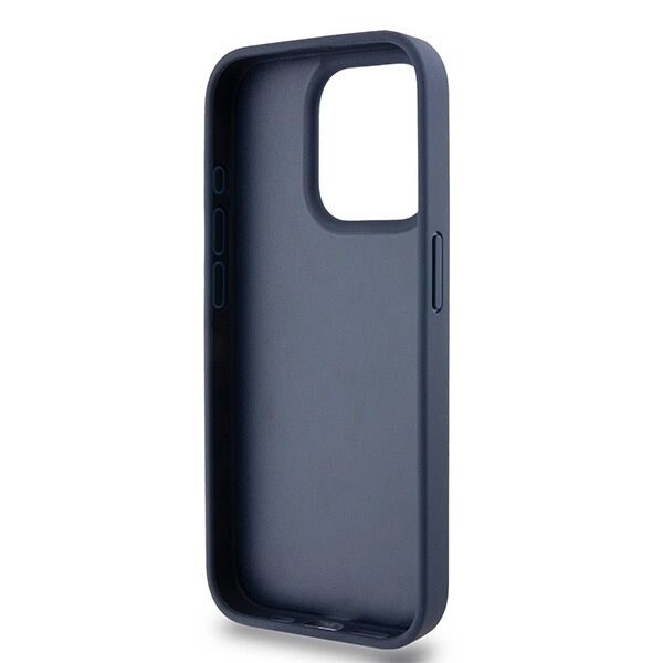 DKNY Leather Mono Stripe & Metal Logo Deksel til iPhone 15 Pro - Blå