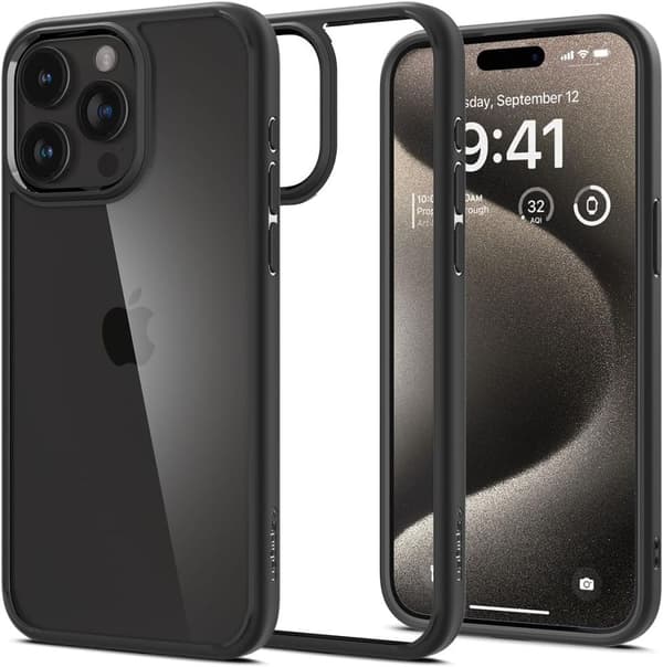 SPIGEN ULTRA HYBRID IPHONE 15 PRO MAT SORT