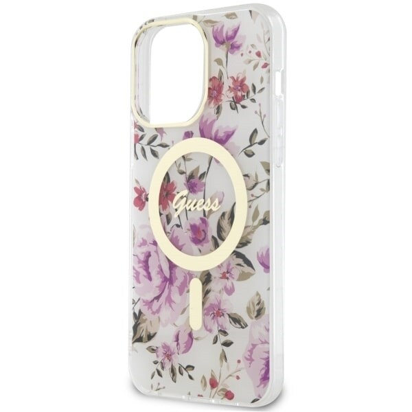 Guess GUHMP14XHCFWST-deksel til iPhone 14 Pro Max 6.7 - gjennomsiktig hardt deksel Flower MagSafe