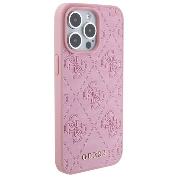 Guess GUHCP15XP4EPMP iPhone 15 Pro Max 6.7 rosa/rosa hardt deksel, skinn 4G stemplet