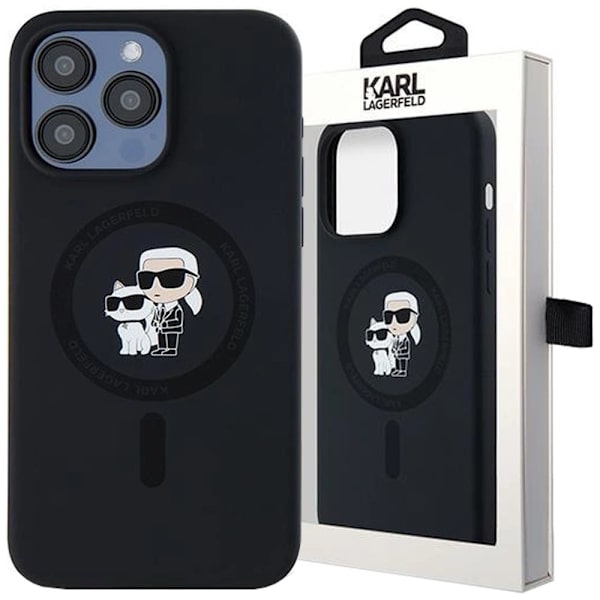 Karl Lagerfeld Silikon Karl&Choupette Ring MagSafe beskyttelsesdeksel til iPhone 15 Pro Max - svart