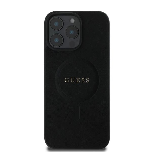 GUESS SAFFIANO CLASSIC LOGO MAGSAFE ETUI TIL IPHONE 16 PRO - SORT