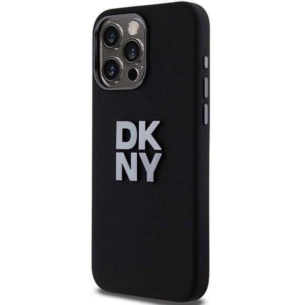 DKNY Liquid Silicone Metal Logo beskyttelsesdeksel til iPhone 15 Pro - svart