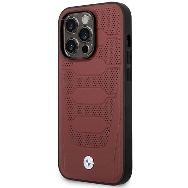 BMW LEATHER SEATS PATTERN MAGSAFE ETUI TIL IPHONE 14 PRO - BORDEAUX