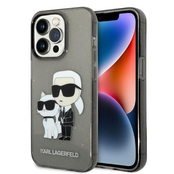 KARL LAGERFELD GLITTER KARL&CHOUPETTE ETUI TIL IPHONE 14 PRO MAX - SORT