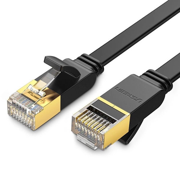UGRØNT FLADT KABEL ETHERNET PATCHKABEL RJ45 CAT 7 STP LAN 10 GBPS 10 M SORT (NW106 11265)