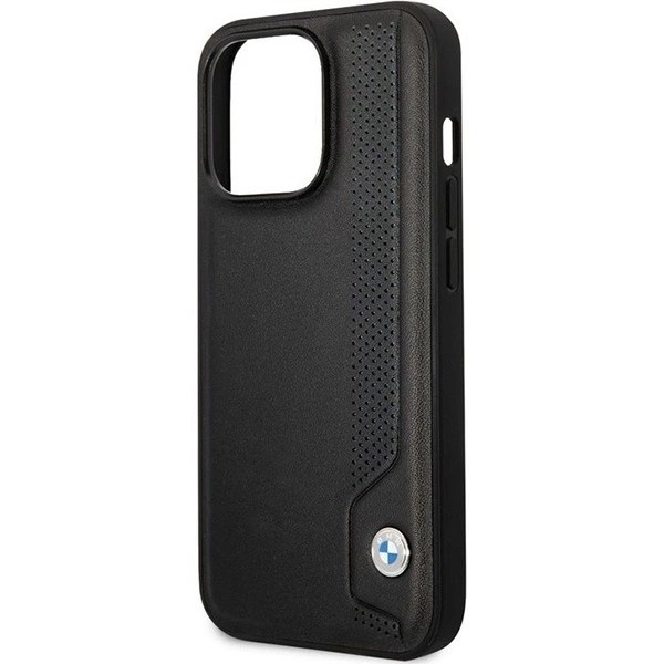 BMW LÆDER BLUE DOTS ETUI TIL IPHONE 14 PRO MAX - SORT