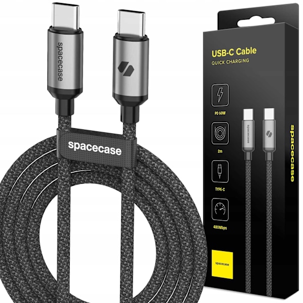 Rymdfölj Usb-C Till Usb-C-Kabel 2M 60W För Telefon Tabbletter 2025