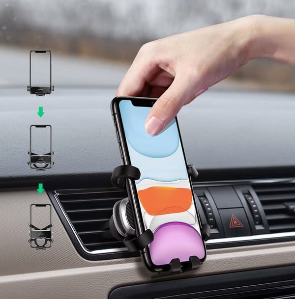 UGREEN CAR GRAVITY TELEFONHOLDER TIL LUFTUDLUFTNING, SORT