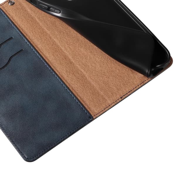 Magnet Strap Case for iPhone 13 lommebok beskyttelse + mini stropp anheng blå
