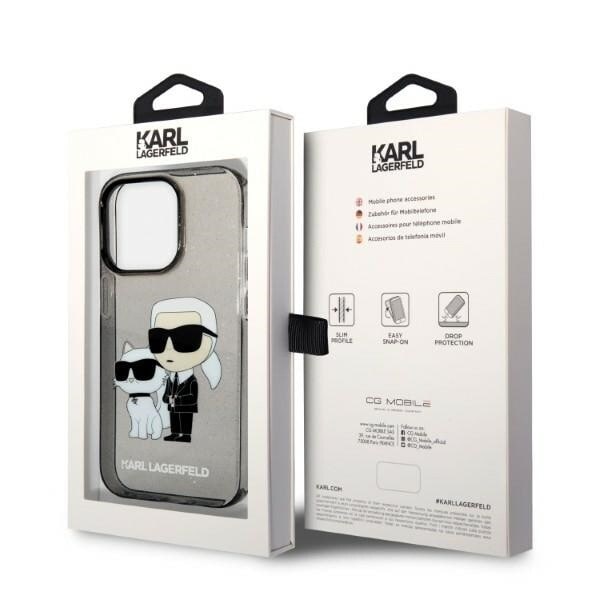 KARL LAGERFELD GLITTER KARL&CHOUPETTE ETUI TIL IPHONE 14 PRO MAX - SORT