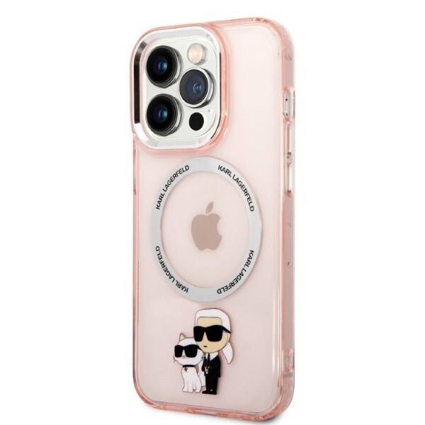 Karl Lagerfeld KLHMP14XHNKCIP iPhone 14 Pro Max 6.7 hardt deksel rosa/rosa Ikonisk Karl&Choupette Magsafe