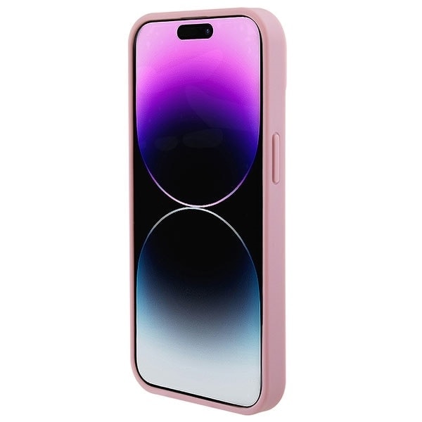 Guess GUHCP15SP4EPMP iPhone 15 6.1 rosa/rosa hardt deksel Lær 4G stemplet