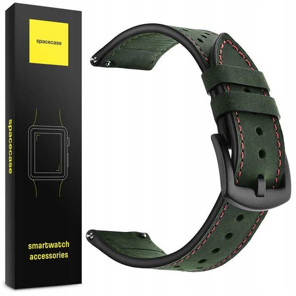 Spacecase Klorrem 20 Mm Elegance Grönt Läder För Apple Watch