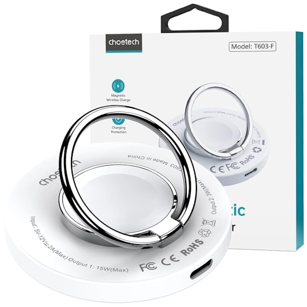 MagSafe Choetech T603-F induktiv lader med holder - hvit
