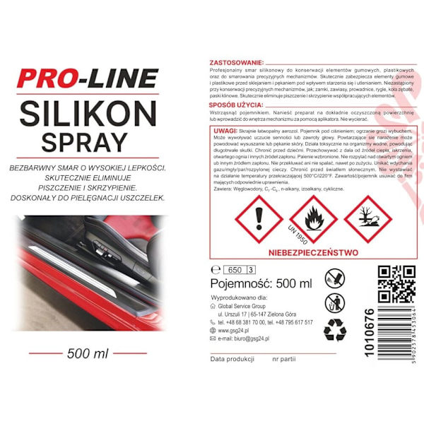Silikonsprayfett for behandling av tetninger PRO-LINE 500ml