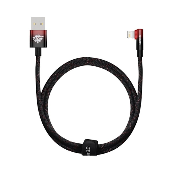 Baseus MVP 2 Vinklet kabel med side-USB / Lightning-plugg 1m 2,4A rød (CAVP000020)
