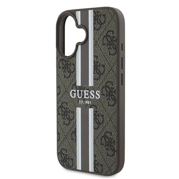 GUESS 4G PRINTED STRIPES MAGSAFE ETUI TIL IPHONE 16 PLUS - BRUN