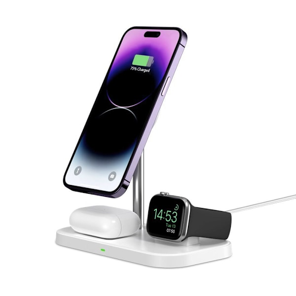 TECH-PROTECT QI15W-A22 3I1 MAGNETISK MAGSAFE TRÅDLØS OPLADER HVID