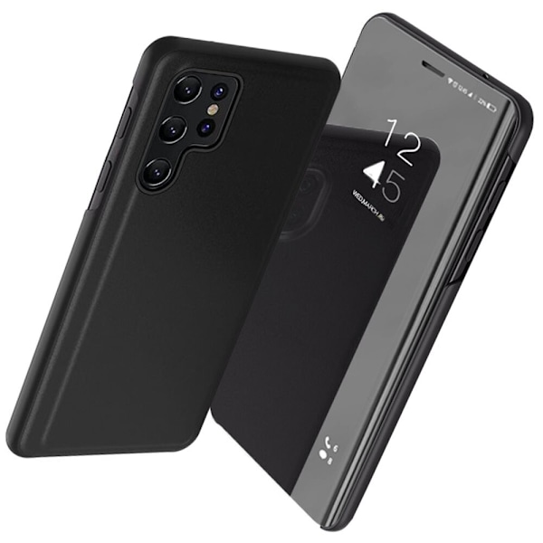 CLEAR VIEW TASKE TIL SAMSUNG S24+ MED KLAP - SORT