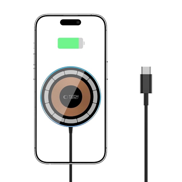 TECH-PROTECT QI15W-A30 MAGNETISK MAGSAFE TRÅDLØS LADER SORT