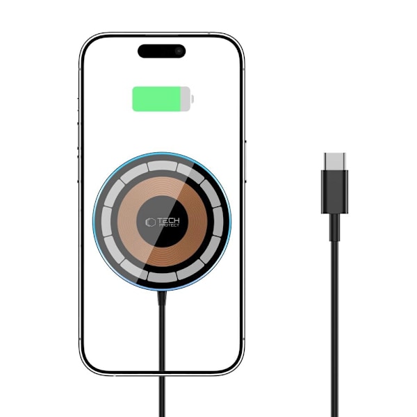 TECH-PROTECT QI15W-A30 MAGNETISK MAGSAFE TRÅDLØS OPLADER SORT