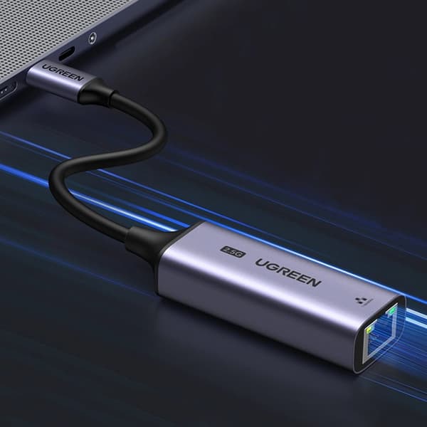 UGRØN ADAPTER USB-C TIL RJ45 ETHERNET 2,5G ADAPTER HOLDBAR GRÅ