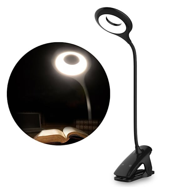 TRÅDLØS LED LÆSELAMPE MED CLIPS + SORT MICRO USB KABEL