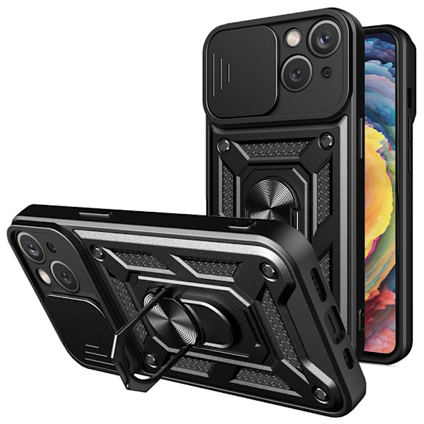 Hybrid Armor Camshield Case Vivo Y16 / Vivo Y02s pansret deksel med kameradeksel svart