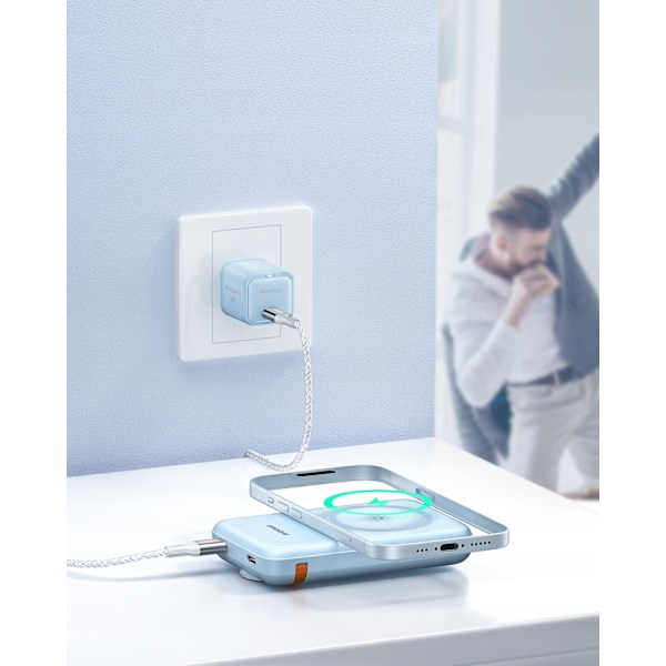INNOSTYLE POWERDUO 2IN1 SNABB INDUKTIV POWERBANK FÖR MAGSAFE KLOCKA 10000MAH BLÅ