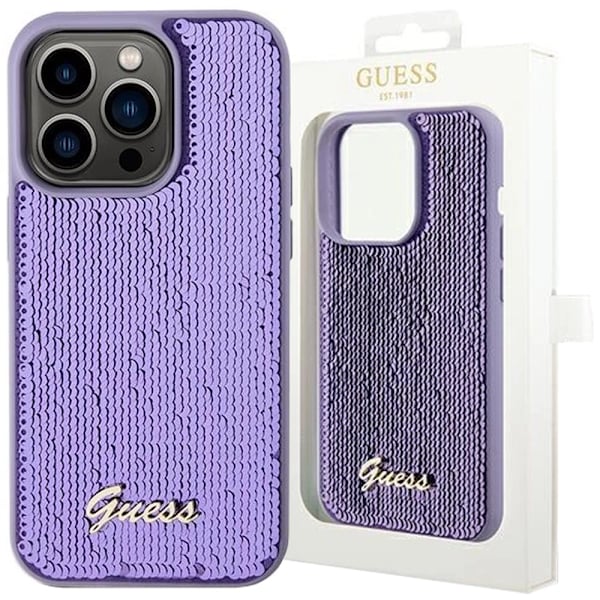 Guess Sequin Script metalldeksel til iPhone 13 Pro / 13 - lilla