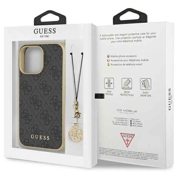 Guess GUHCP14LGF4GGR deksel til iPhone 14 Pro - grå hardt deksel 4G Charms Collection