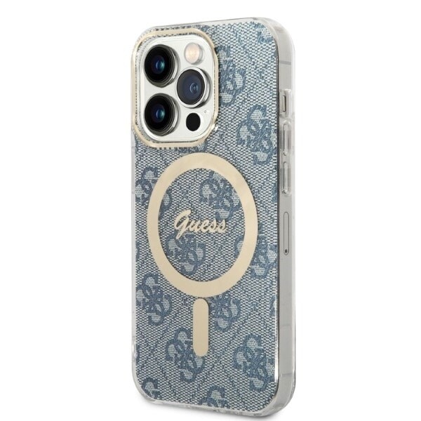 Guess sett MagSafe lader + veske iPhone 14 Pro Max 6.7 blå 4G Print (GUBPP14XH4EACSB)