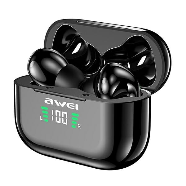 AWEI Bluetooth 5.1 T29P TWS hörlurar + dockningsstation svart/svart
