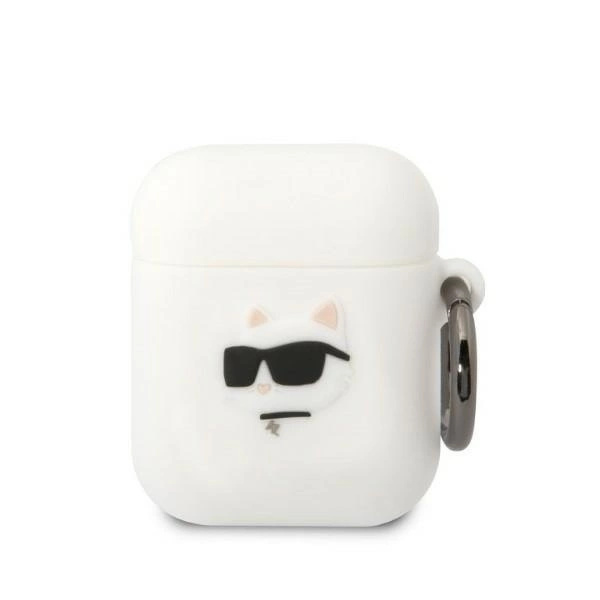 KARL LAGERFELD SILIKONE CHOUPETTE HEAD 3D ETUI TIL AIRPODS 1/2 - HVID