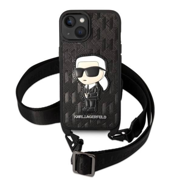 Karl Lagerfeld KLHCP14MSTKMK iPhone 14 Plus 6.7 svart/svart hardt deksel Monogram Ikonik Patch