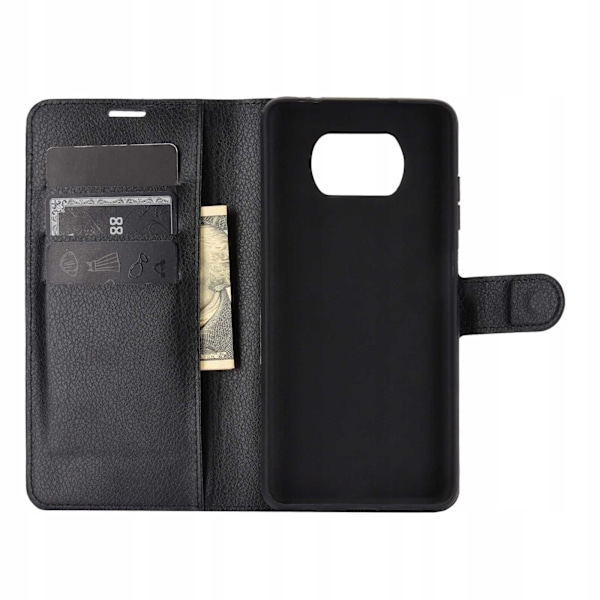 Litchi Case Cover För Poco X3 Nfc Pro Svart Silikon