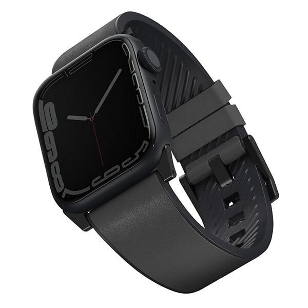 Unik Case Straden-rem for Apple Watch 1/2/3/4/5/6/7/8/SE/SE2/Ultra 42/44/45/49mm. Skinn hybridrem grå/grå