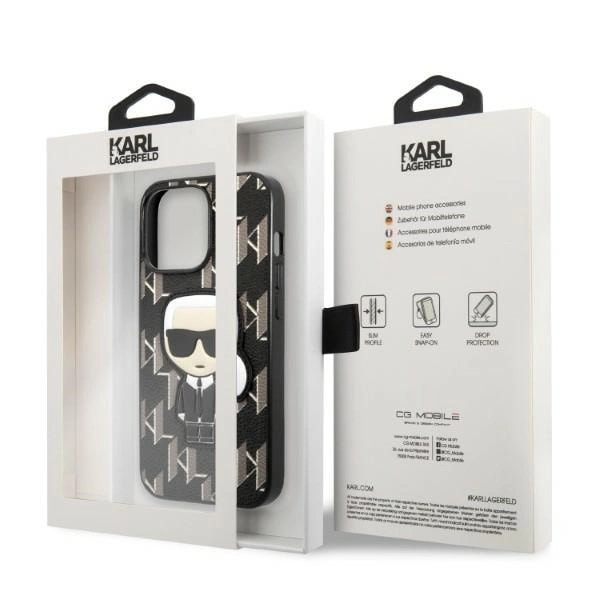 KARL LAGERFELD MONOGRAM IKONIK PATCH COVER TIL IPHONE 13 PRO / IPHONE 13 - SORT