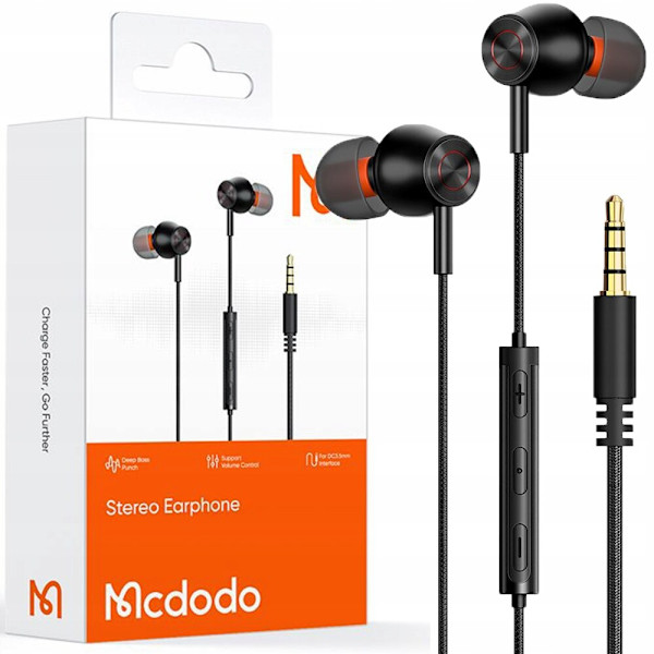 Mcdodo In-ear Mini Jack-hørlurar med mikrofon, svart