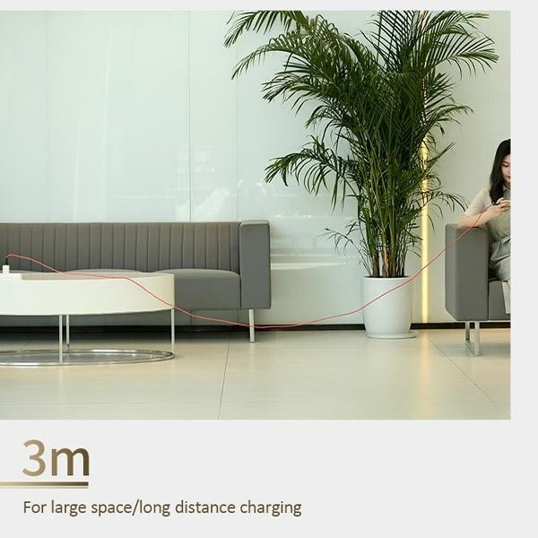 USAMS Flätad kabel U41 lightning 3m 2A röd/röd SJ397USB02 (US-SJ397) Snabbladdning
